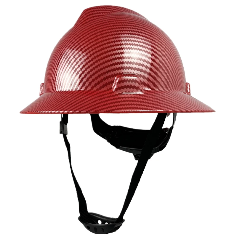 

CE Full Brim Hard Hat For Engineer Construction Work Cap For Men ANSI Approved HDPE Safety Helmet Carbon Fiber Color Fashion