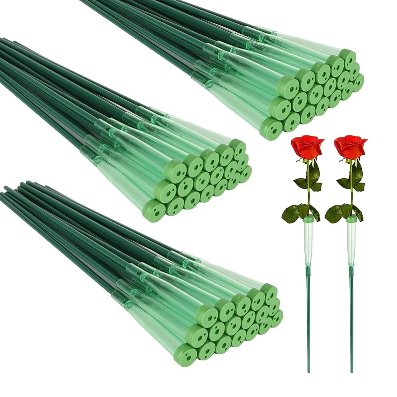 

100Piece Floral Water Tubes Plastic Green Floral Tubes Flower Tubes With Rubber Flower Water Tubes
