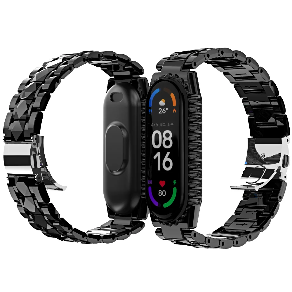 Metal Glacier Strap For Xiaomi Mi Band 7 6 5 4 3 Men/Women Replacement Wristband for Mi Band 7 6 5 Strap Mi Band 5 4 3 Bracelet