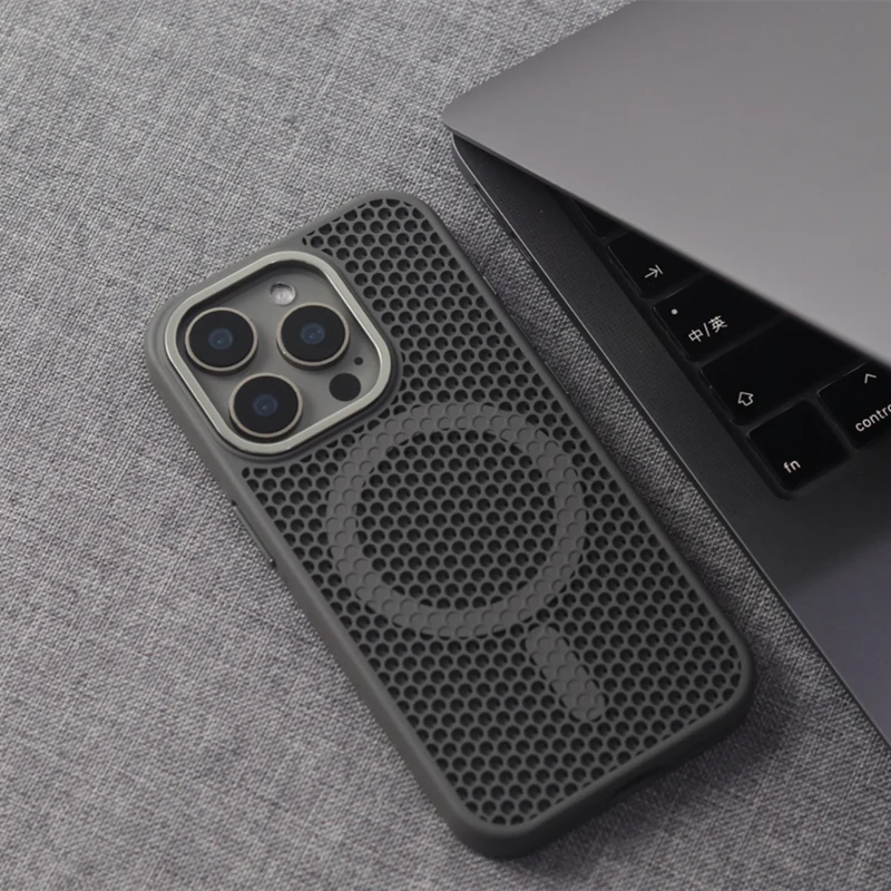 Чехол для телефона Magsafe с полой сеткой и охлаждением iPhone 16 pro max 14 15 Pro 13 12 магнитный