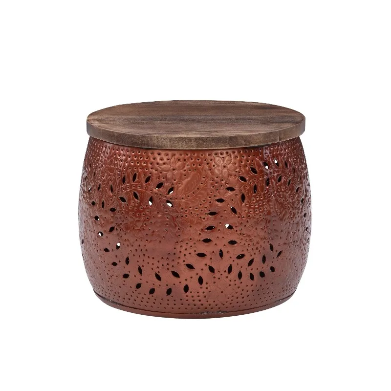 

Powell Bellezza Drum Accent Table with Storage, Small, Copper