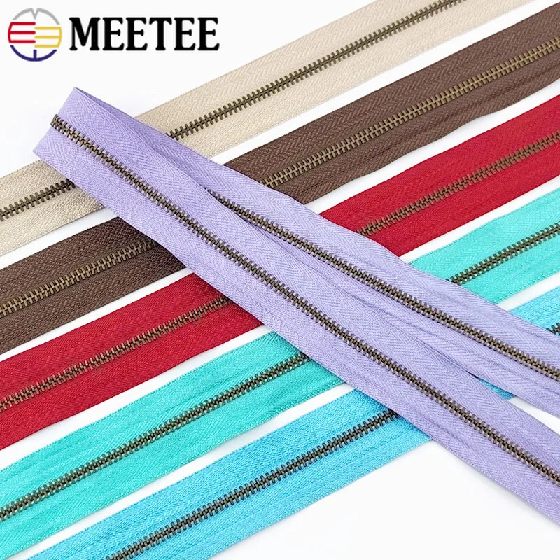 

Meetee 2/5 ярдов 3 # металлическая лента на молнии, сумка для одежды, блестящая куртка, замена непрерывной молнии на метр, ремонтные комплекты, аксессуары