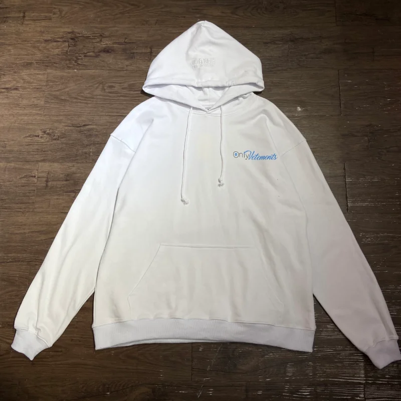 

Vetements Hat Embroidered Blue Letter Print Drawstring Hoodie Men Women High Quality Oversized Sweatshirt