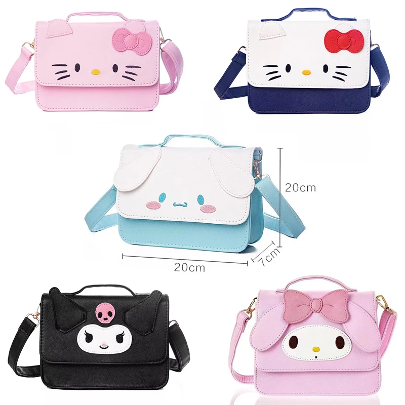 

Kawaii Kuromi My Melody Cinnamoroll Hello Kitty Anime Cute Cartoon Waterproof Leather Crossbody Bags Handbags Birthday Gift