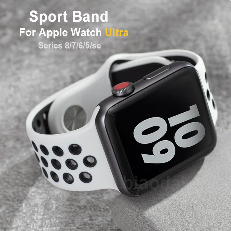 Silicone Bracelet For Apple Watch band 45mm 40mm 44mm 41mm 42mm 38mm correa sport band iWatch series 3 6 SE 7 8 ultra 49mm strap