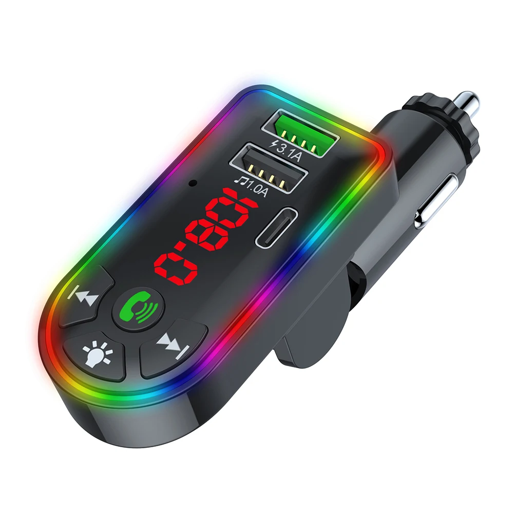 

Transmitter FM Transmitter 1pc 7 Colors Of LED-backlit Light Car FM Transmitter Colorful Backlight Dual USB F7 Fast Charger