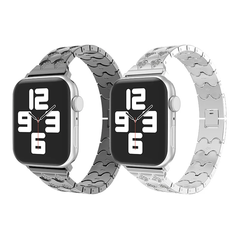 Stainless Steel Strap For Apple Watch band 7 45mm 41mm 44mm 40mm 42mm woman Diamond Metal watchband Bracelet iwatch 4 5 6 SE 7