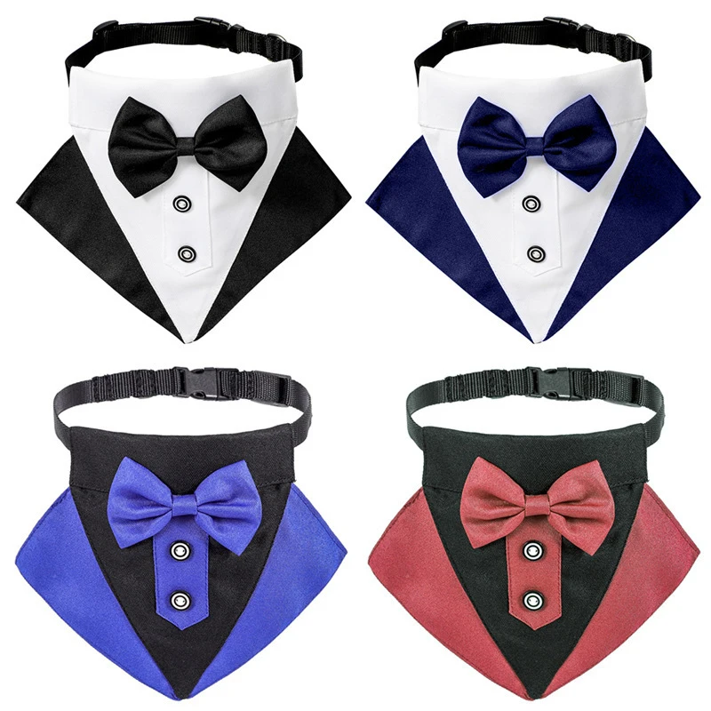 Dog Scarf Dog Tuxedo Bandana Collar Pet Wedding Bow Tie Scarf Adjustable Dog Decoration Accessories