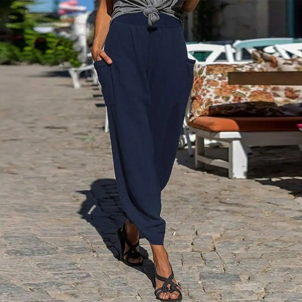 

6 Sizes Stylish Pure Color Harem Pants Streetwear Harem Pants Mid Waist for Office