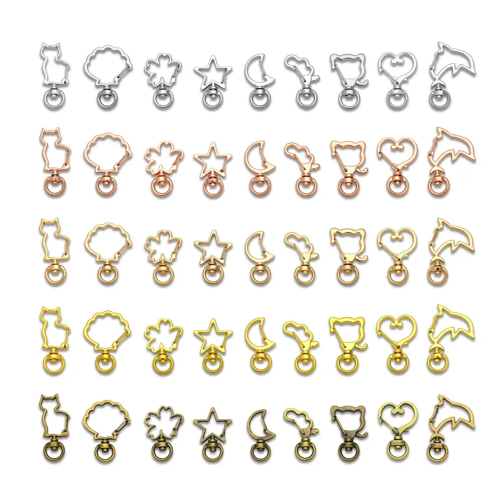 

10pcs/Lot 5 Colors Plated Cute Swivel Snap Hook Trigger Clips Buckles Lobster Clasp For Keychain Diy Jewelry Making Accessories