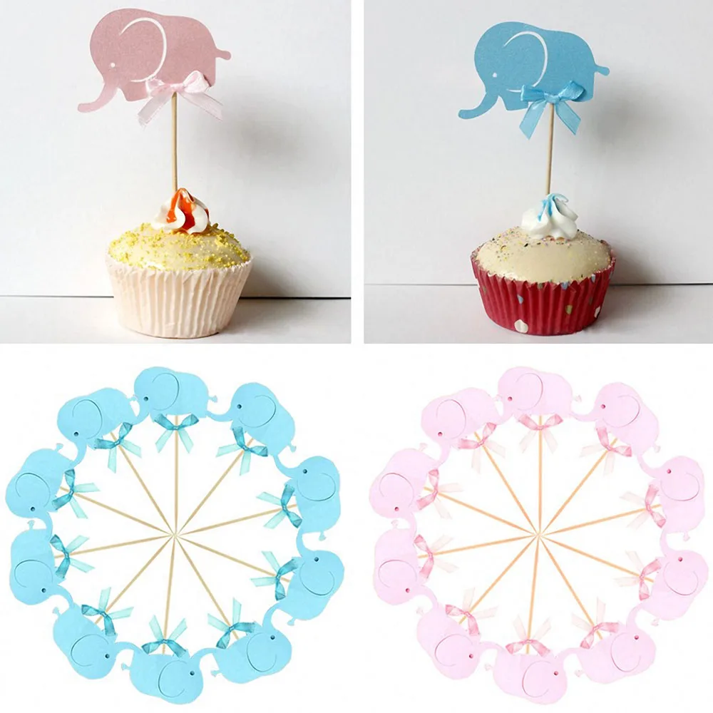 

10pcs Cute Elephant Cake Toppers Wedding Baby Shower Decoration Birthday Cupcake Topper Decoration Cake Decoration Tools