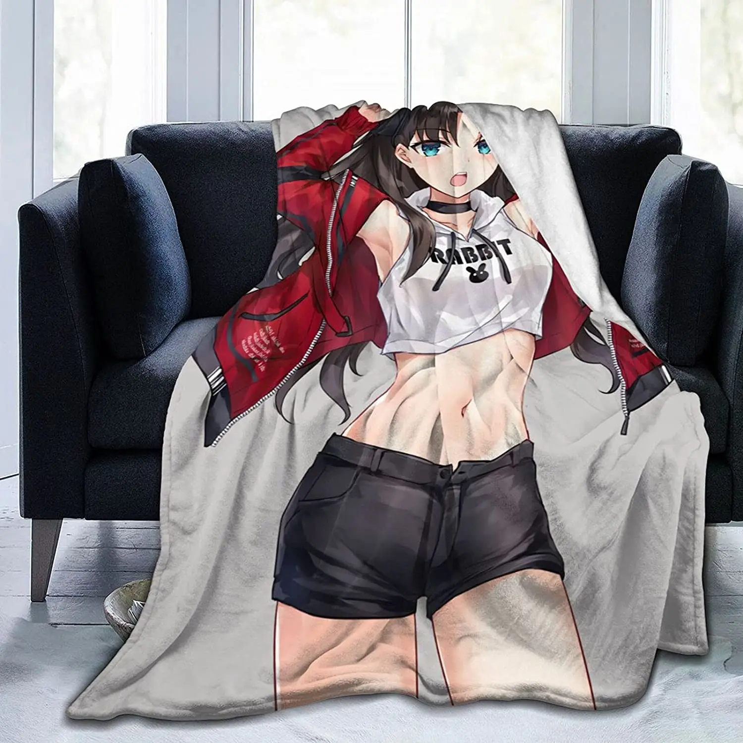 

Rin Tohsaka Fluffy Soft and Comfortable Blanket, Anime Warm Embrace of Sympathy