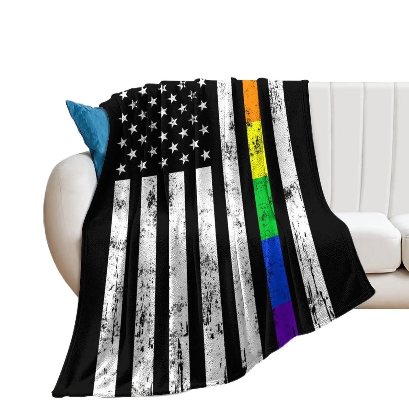 

LGBT Flag Flannel Blanket Fluffy Lightweight Throw Blanket Comforter Soft Warm Cozy Throw for Bedding Sofa Couch Cover 60''x80''