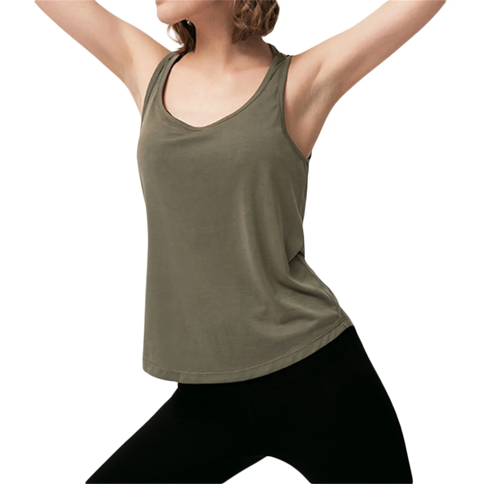 

Женский Свободный жилет для активного отдыха, однотонные майки с глубоким вырезом и открытой спиной для фитнеса/йоги/бега