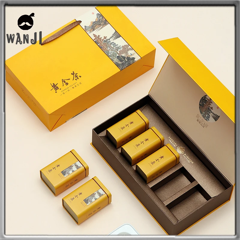 

WANJI креативная Золотая чайная коробка пустая Подарочная коробка Высококачественная Ретро чайная коробка в китайском стиле органайзер для ...