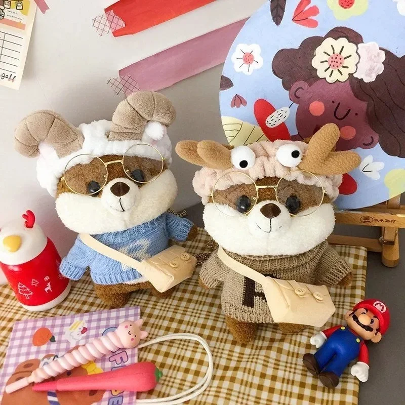 

Lovely Fluffy Stuffed Animal Bear Plush Backpack Soft CuteToys Doll Gift for Girls Girlfriends Women Ins Kawaii Crossbody Toy