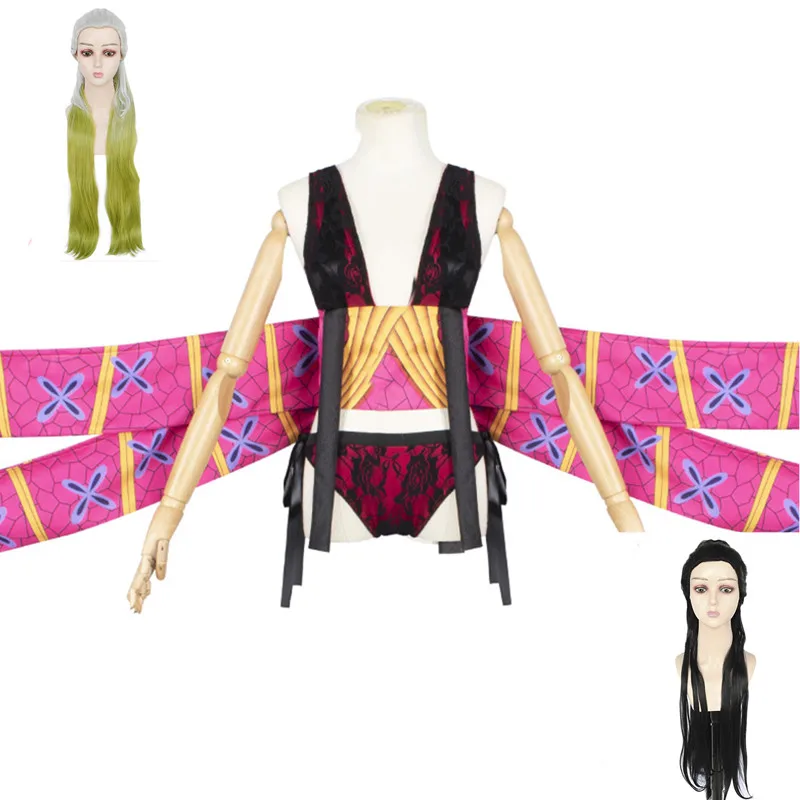

Anime Demon Slayer Daki Cosplay Costume Wig Kimetsu No Yaiba Sexy Costumes Green Black Hair Headwear