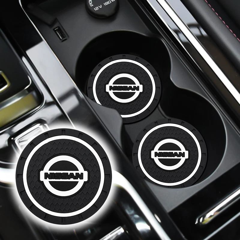 

Car Logo Cup Bottle Holder Coasters Non-slip Mat Auto Badge Pad Interior Accessories For Nissan Tiida Teana Skyline Juke Qashqai