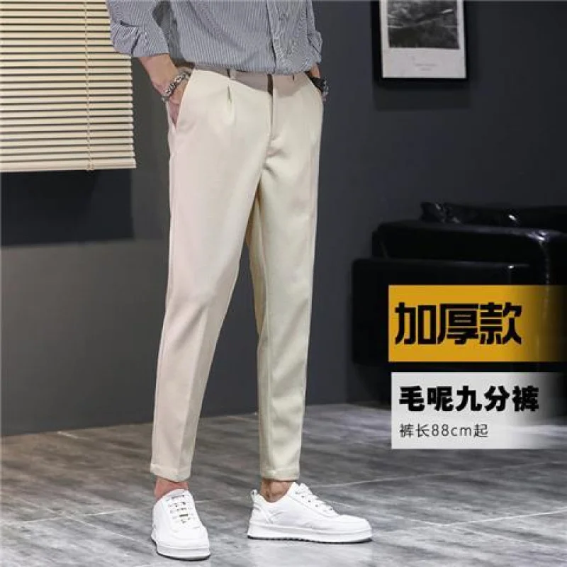 Мужские шерстяные прямые брюки |