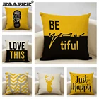 Наволочка для подушки горчично-желтого цвета 45x45 см, модное украшение для дома и кафе в виде букв, наволочка для подушки на заказ