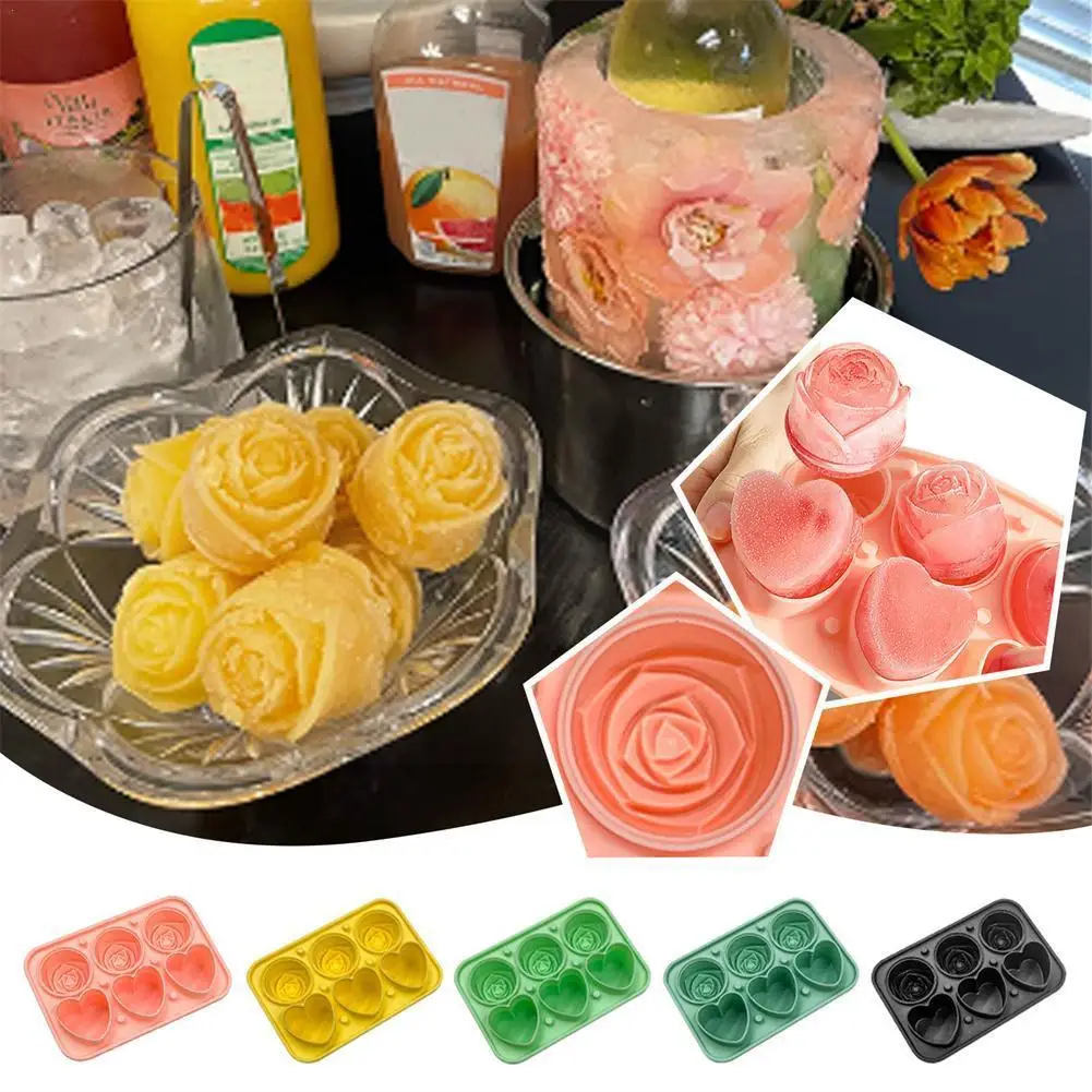 

3D Rose Ice Molds Ice Cube Tray Flower Shaped Ice Cube Mold Food Accessories Ice Making Silicone Ball Maker Kitchen Big Gra S0P5