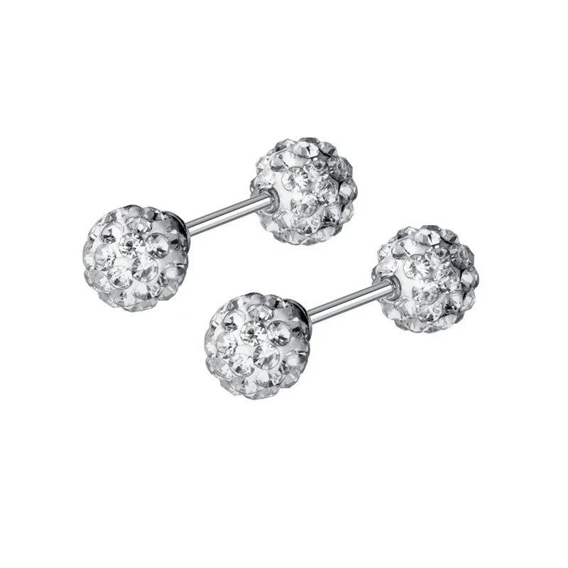 Серьги-гвоздики женские серебряные со сверкающими цирконами 4/5/6 мм