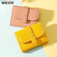 visible stitches fashion small wallet for women brand tri fold wallets card holder purse female purses short clutch carteras new