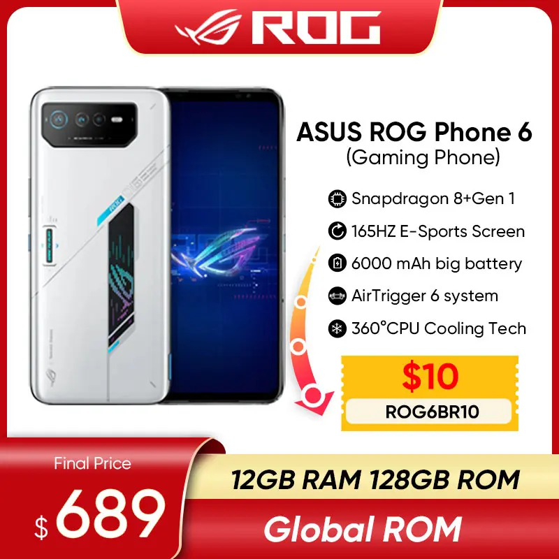 Global ROM ASUS ROG Phone 6 Multi-Language Snapdragon 8+Gen 1 6000mAh Battery 165Hz AMOLED ROG 6 5G Game Phone Chrome Play Store
