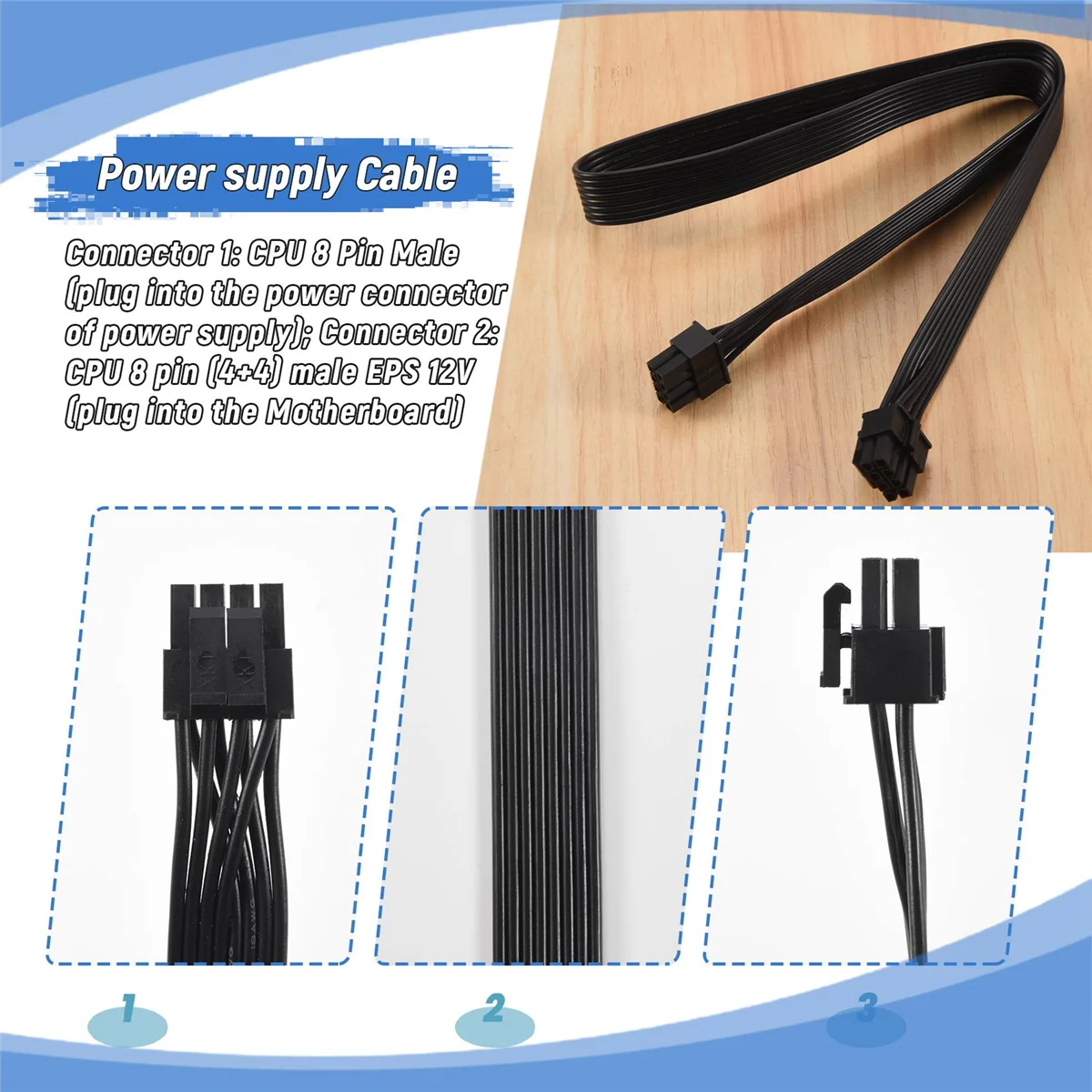 Кабель питания ATX с 8-контактным разъемом на 4 + 4-контактный разъем процессора