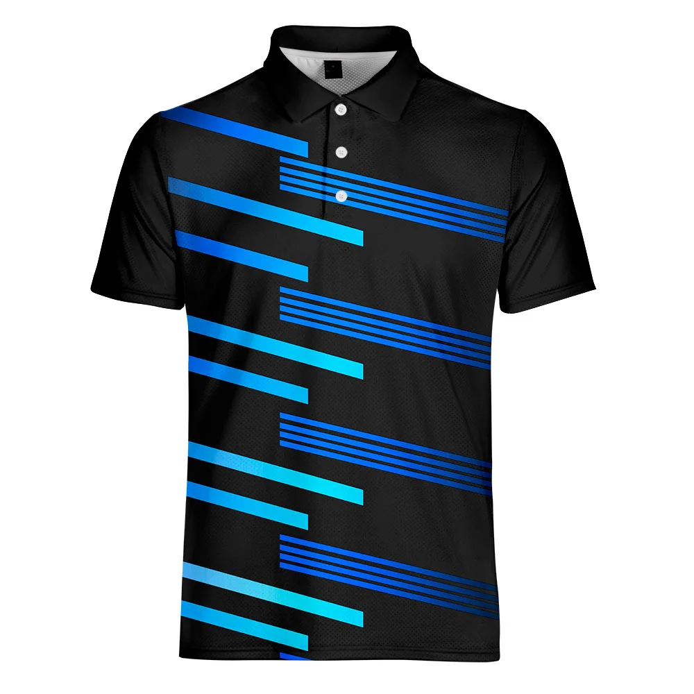 

Cross-border 3D three-dimensional pattern 18 lapel short sleeve advertising custom casual sports lapel shirt custom LOGO