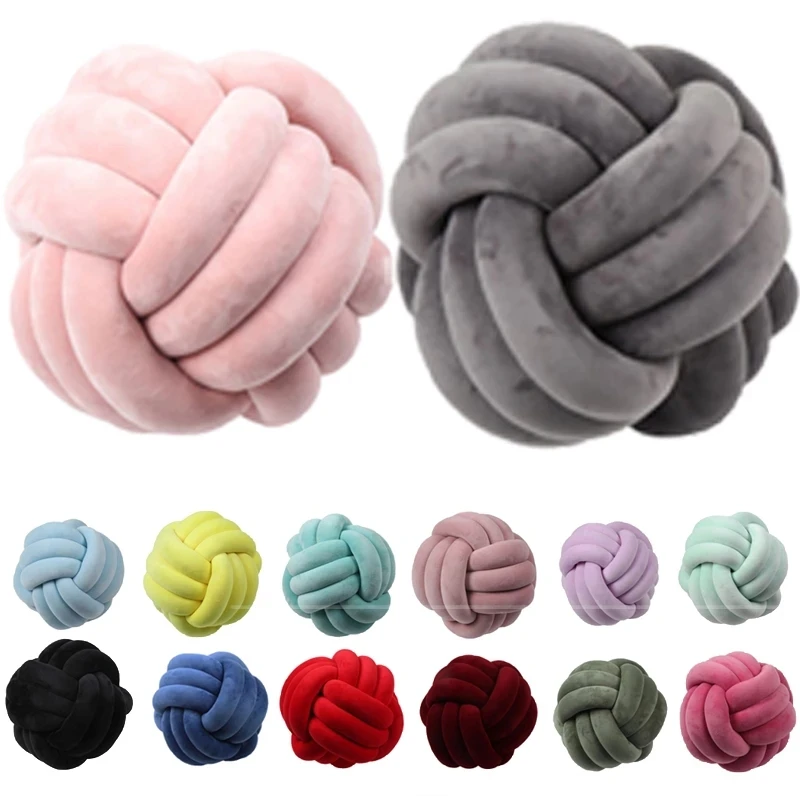 

Cotton DIY Hand Knot Back Cushions Cozy Car Lumbar Pillow Decorative Pillows for Sofa Cushion Home Seat Chair Decoration Home