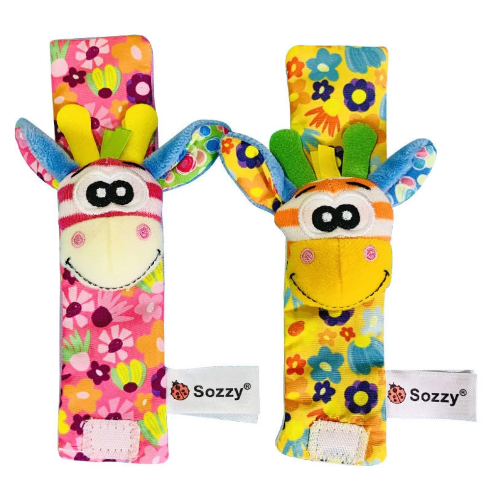 

Детские носки, на запястье, 0-12 месяцев, Новорожденные, Мультяшные животные, плюшевые носки, ремешок на запястье, погремушка для маленьких де...