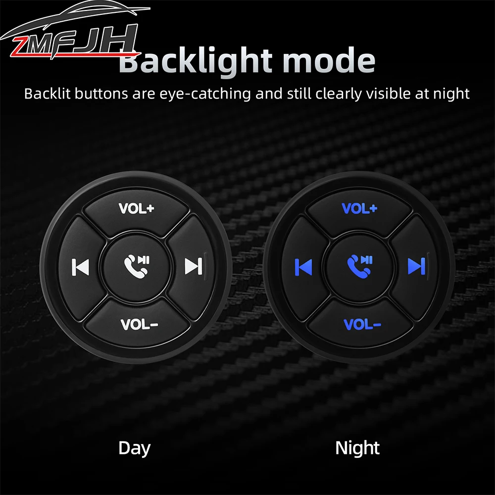 

Беспроводная кнопка управления рулевым колесом, 5 клавиш, воспроизведение музыки, дистанционный контроллер для автомобиля, велосипеда, подсветка для контроллера IOS, Android