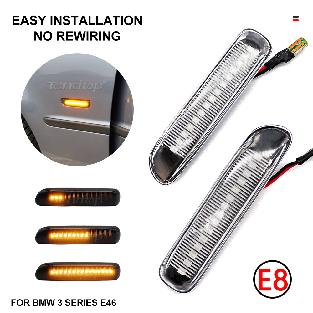 For BMW E46 3 Series Limo Touring Coupe Compact Cabriolet 1998 1999 2000 2001 LED Sequential Turn Signal Light Side Marker Lamp