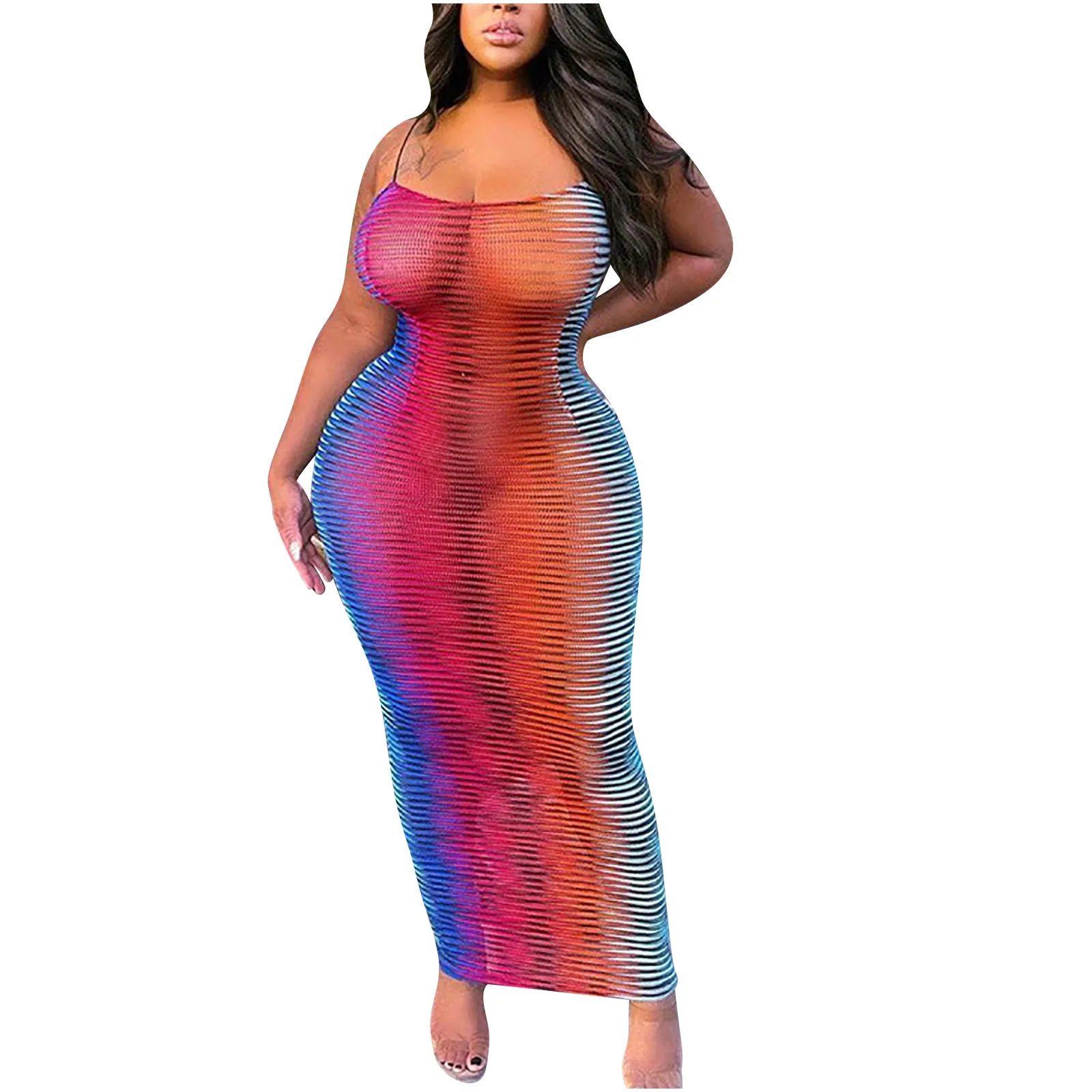 

ISHOWTIENDA Women's Dresses Printed Off Shoulder V-Neck Pleated Sleeveless Sexy Sling Dress Buttock Irregular Dress