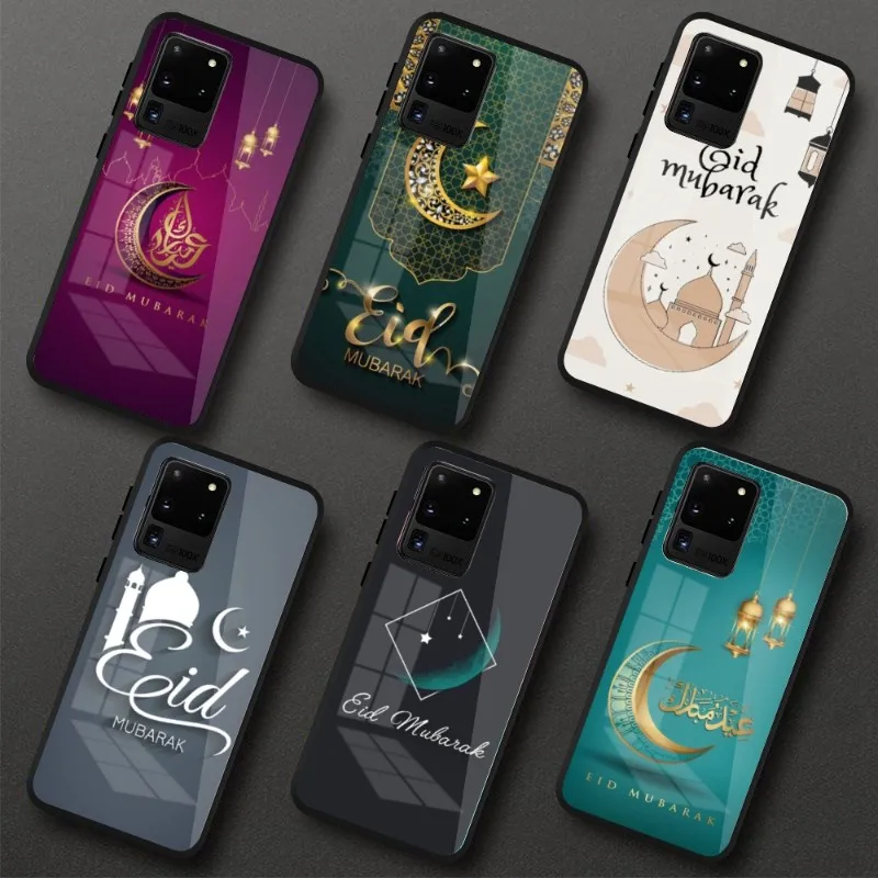 

Eid Mubarak Al Fitr Phone Case for Samung S23 S22 S21 Pro Ultra A13 A33 A53 NOTE 20 PC Glass Cover Funda Shell