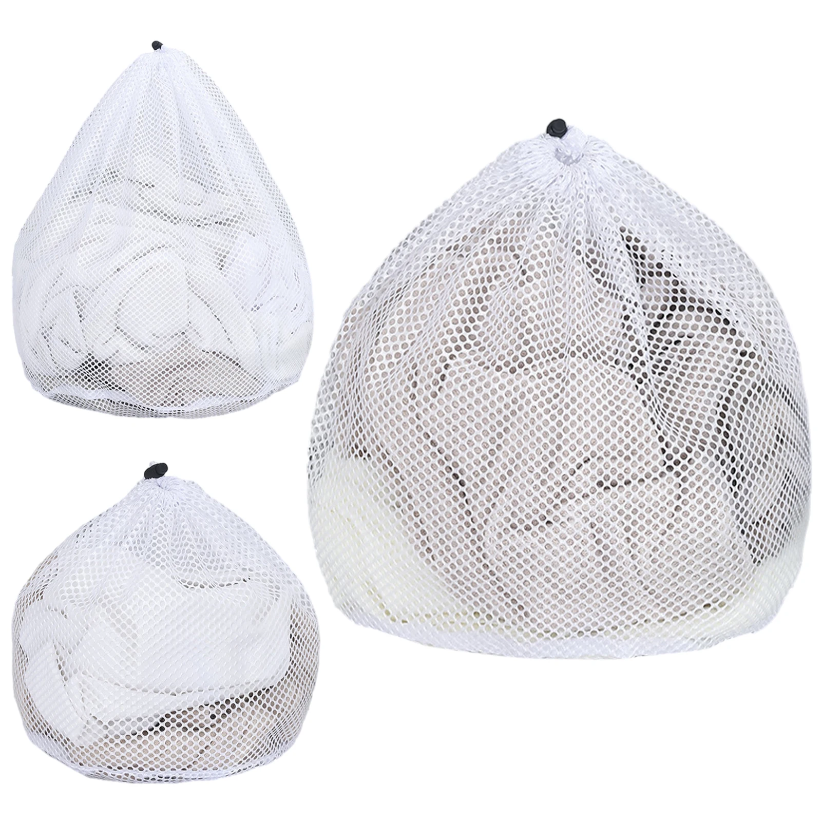 

3pcs Durable Baby Clothes Toy Storage Laundry Net Delicates Travel Dress Sweater With Drawstring White Coarse Mesh Bag Polyester