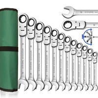 wozobuy ratchet wrench set metric 6 22mm premium chrome vanadium steel flex head combination spanner key wrench kits hand tool