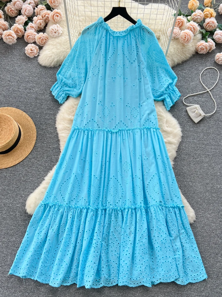 

Aibeautyer New Casual Spring Summer Solid Slim Short Lady Dress A Line O Neck Chiffon Pullover Mid-CAlf Women Dresses