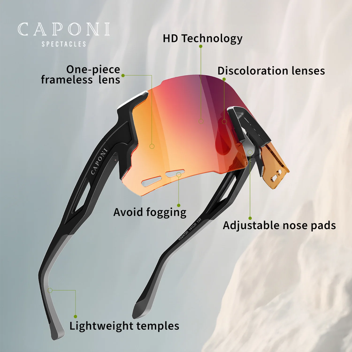 CAPONI Мужские солнцезащитные очки велосипедные с градиентом фотохромные защитой