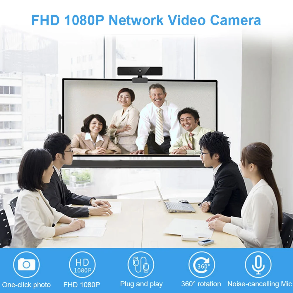 

Built-in Webcam Mic Video Conference 1080P Live Streaming USB Plug Web Camera for Indoor Business Meeting Ornaments