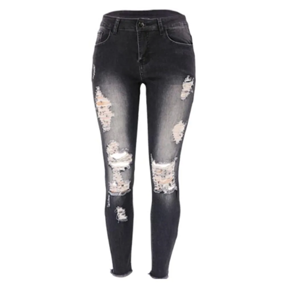 

Women's Skinny Stretch Jeans Ripped High Waisted Sexy Pencil Pants Denim Trousers Fashion Elastici Slim Casual Pants Streetwear