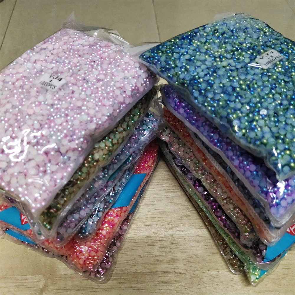

3mm~8mm 15 kinds Rainbow Color Imitation Pearl ABS Plastic Half Round Pearls Loose Bead For Nail Art DIY Craft Garment