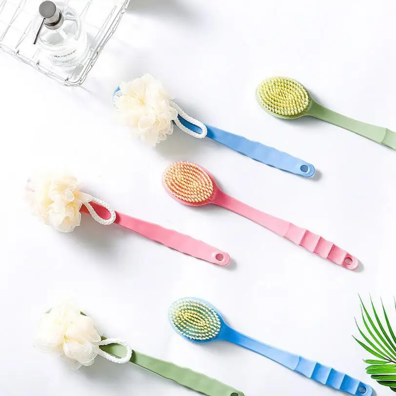 

Double sided brush with bath ball long handle bath brush two in one bath brush soft hair massage bath brush