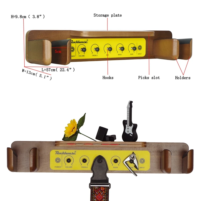Настенная деревянная вешалка для гитары Rockhouse подвесной кронштейн полка