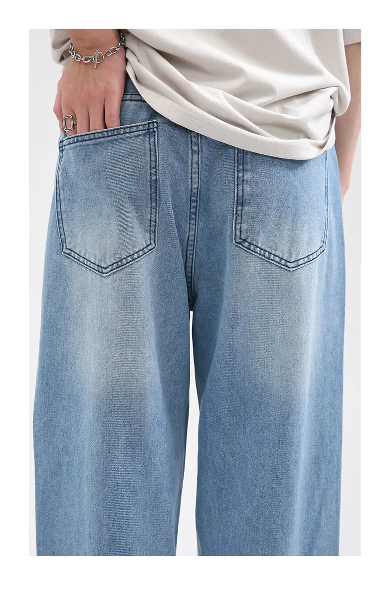 Four Seasons Men's Jeans Korean Version Loose Letters Hand-painted Printing Men's Wide Leg Pants Men's Streetwear Ins Hot Sale