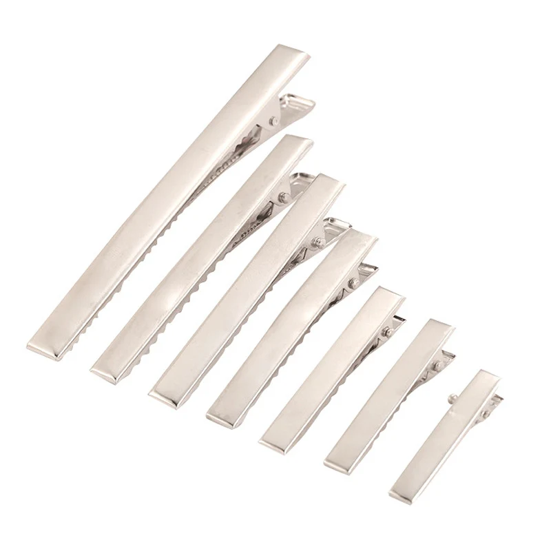 

2PCS/lot 4.5-8cm High Quality Silver Color Metal Hair Clips Flat Barrettes Iron Hairpins DIY Hair Accessories For Women Girls