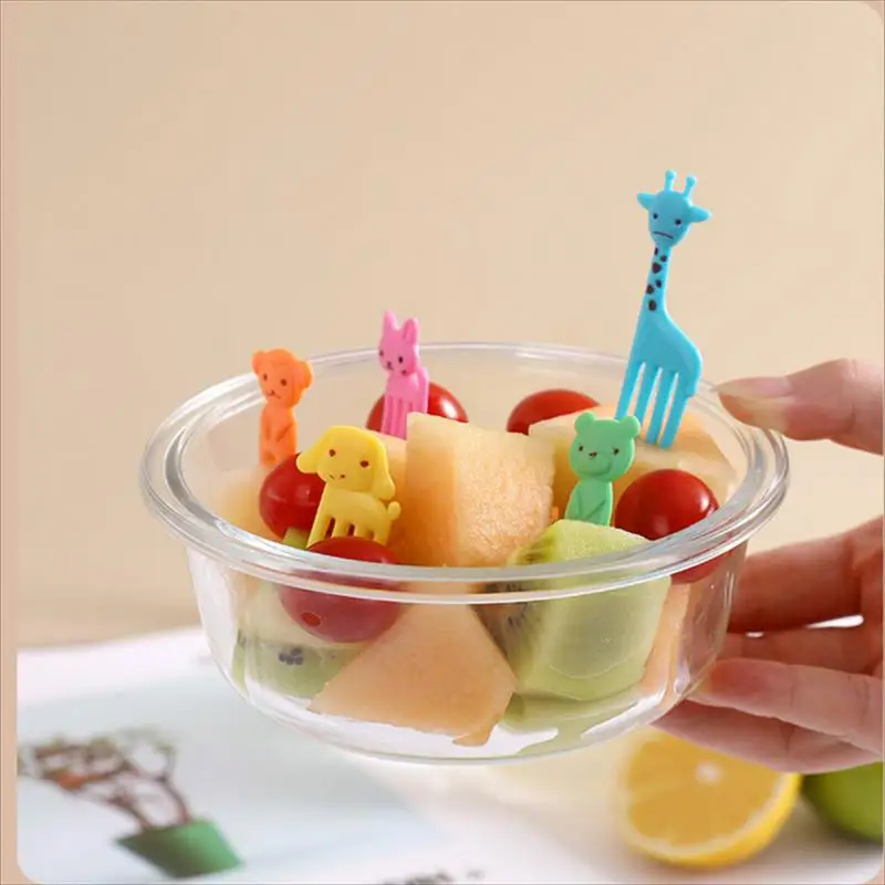 

6/10PCS/Set Mini Forks Animal Food Picks Cute Fruit Fork Bento Box Decor Reusable Cartoon Children Snack Cake Dessert Lunch Pick