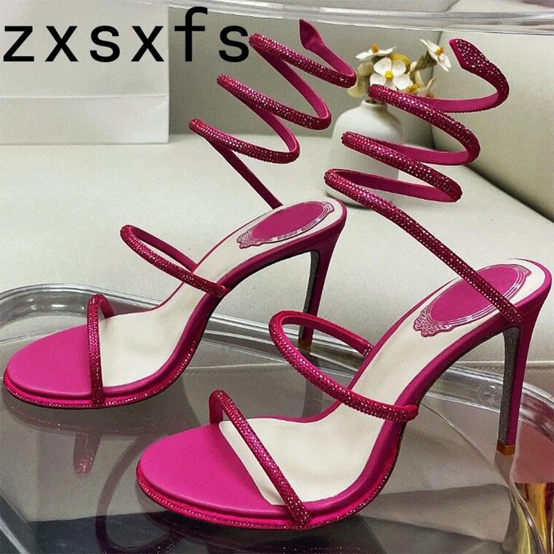 Zxsxfs модельные сандалии на каблуке со стразами туфли для вечеринок женские белые
