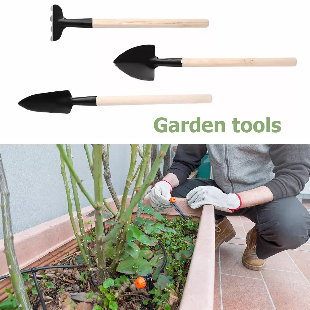 

Gardening Tool Set Balcony Home-grown Plant Flower Bonsai Mini Transplant Digging Suits Wood Handle Shovel Rake Combination